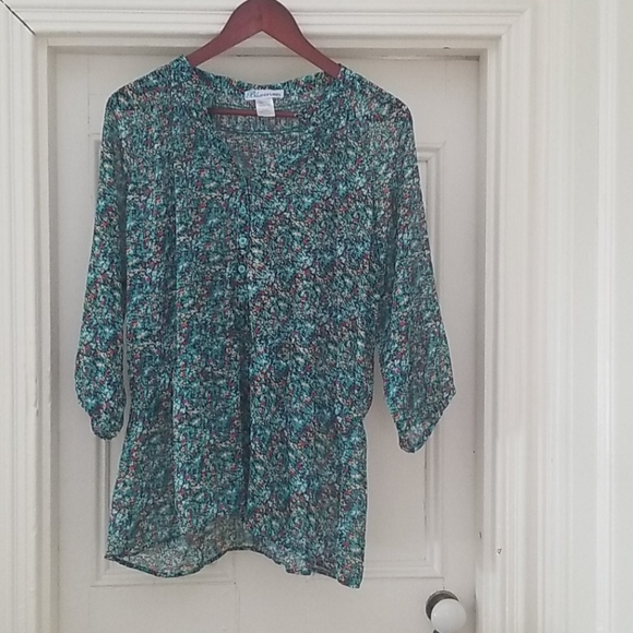 Floral turquoise top - Picture 1 of 3